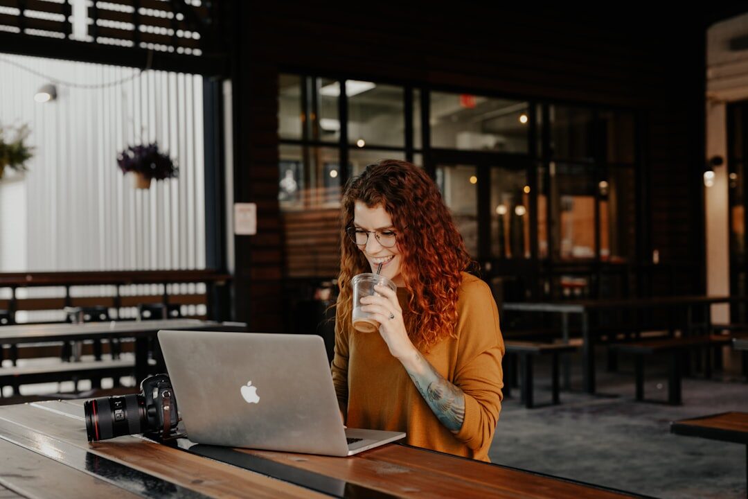 AI developer working on laptop