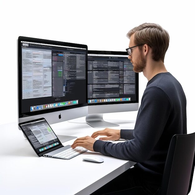 coding with a cup of coffee