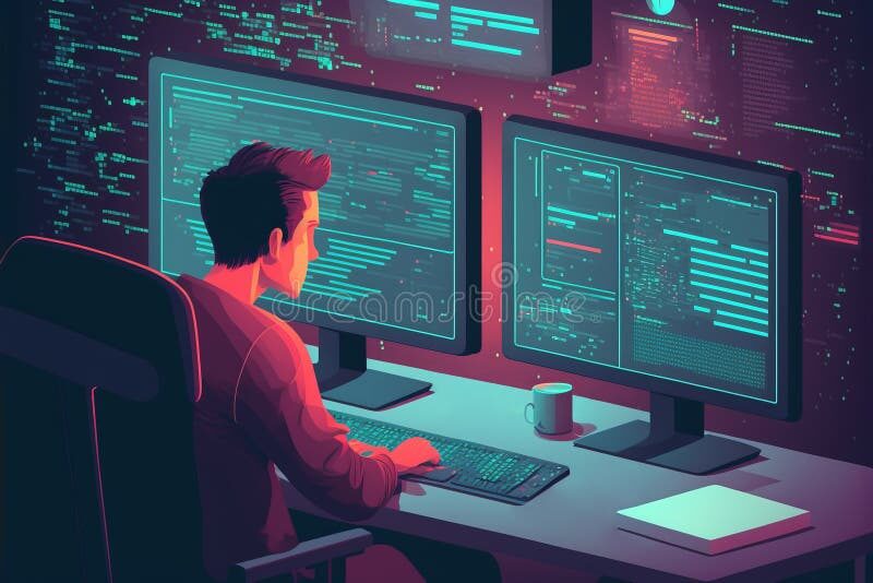 person coding on desktop computer