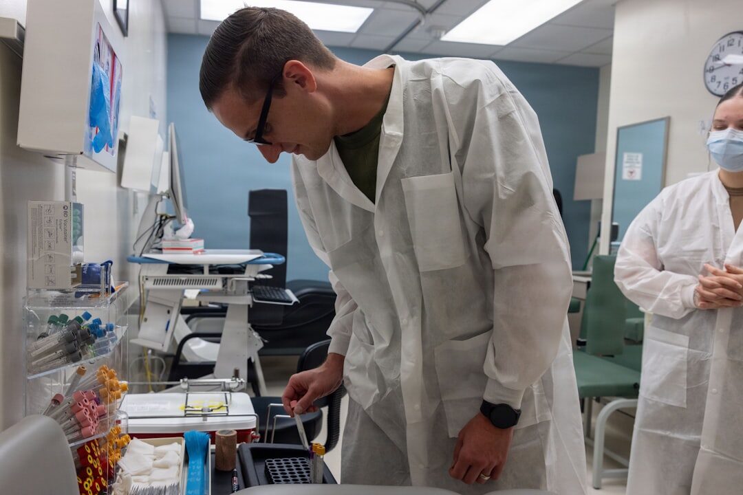researcher analyzing data on computer