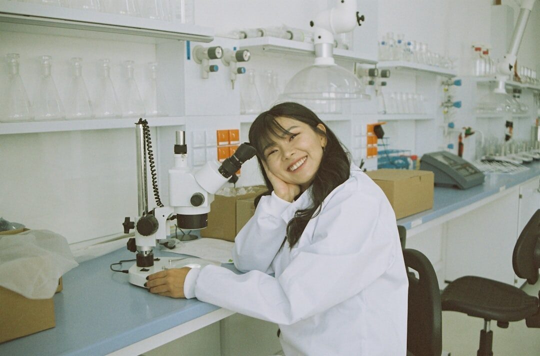 researcher analyzing data on computer