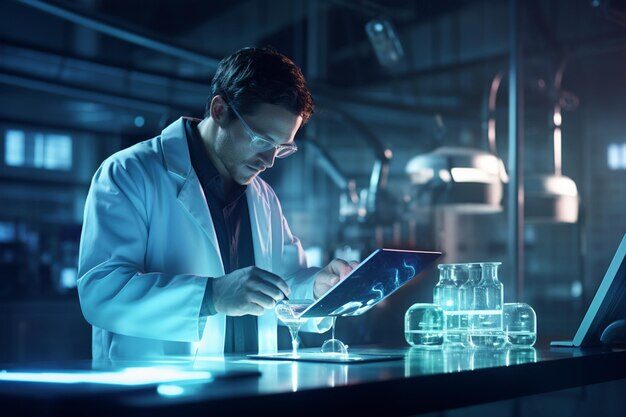 Researcher using Intel Ultra 9 workstation