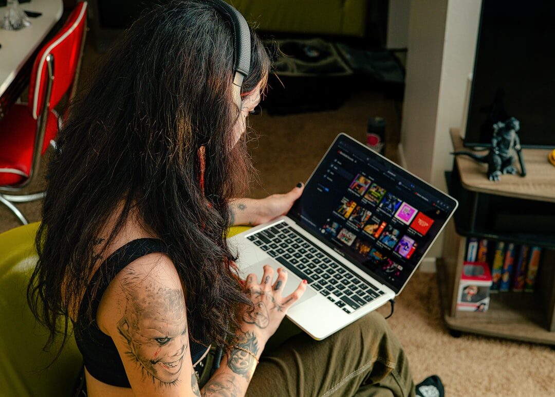 Woman studying AI development on laptop