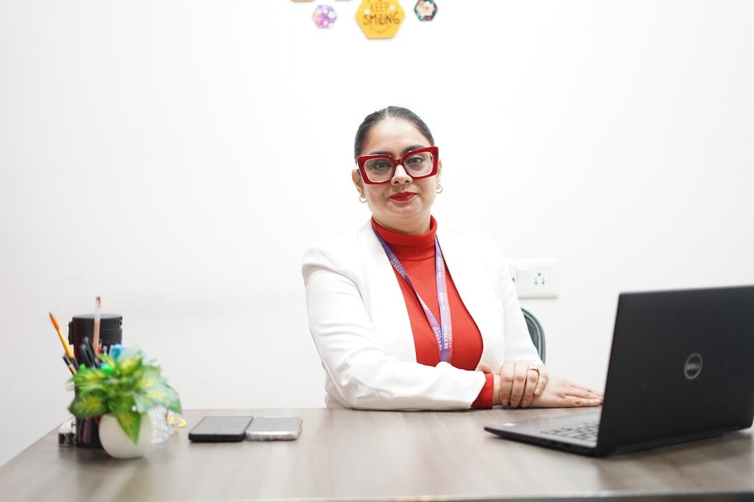 woman working on computer in office
