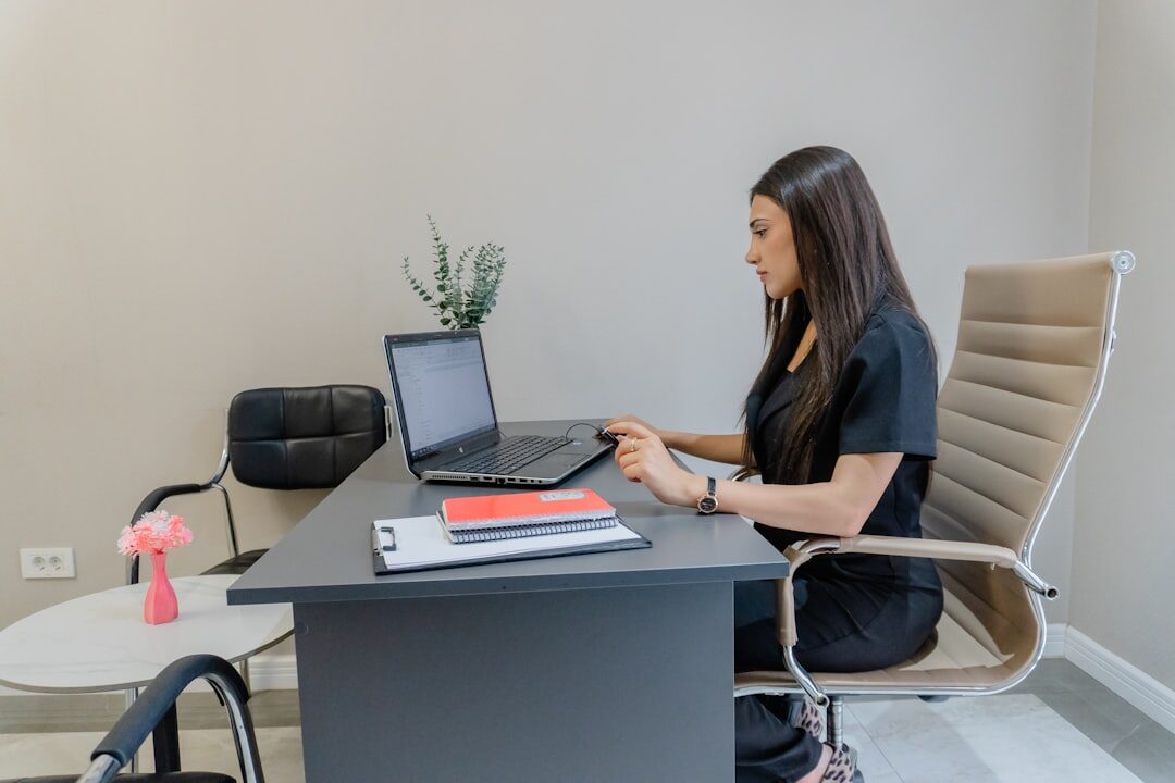 woman working on computer in office