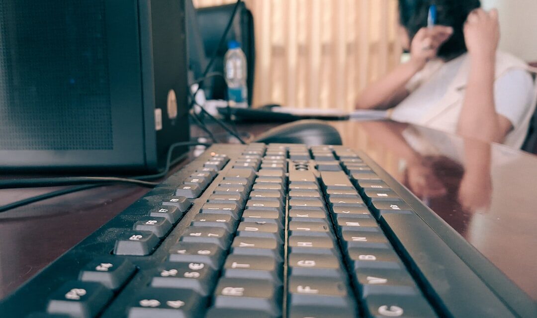 woman working on computer in office