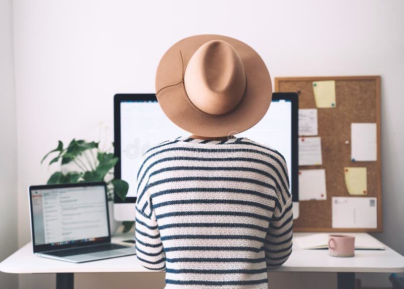 woman working on desktop