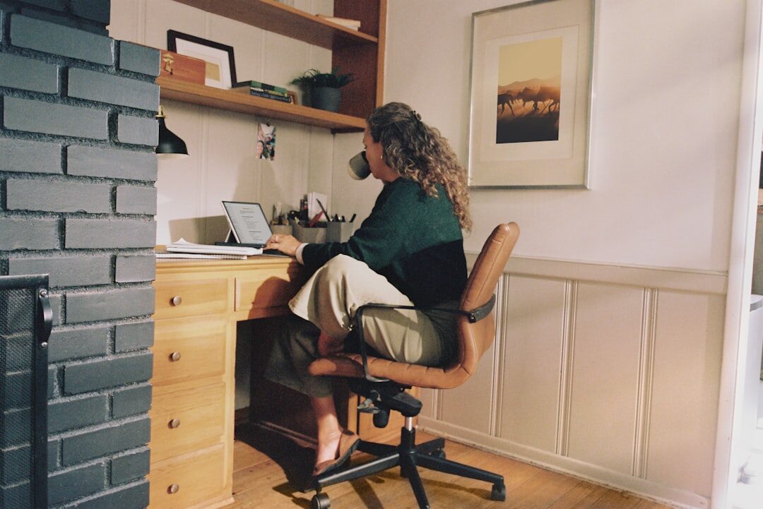 woman working on laptop in office